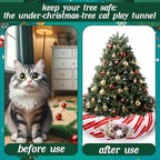 Leyndo 37 x 10 Inches Candy Cane Cat Tunnel Christmas Tree Skirt Bed Under Christmas Tree Cat Cave Donut with Central Mat Festive Decor for Small Medium Large Cats, Kittens, Rabbit - Image 7