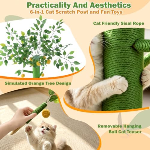 50" Extra Tall Cat Scratching Post for Large Cats, Heavy Duty Scratch Tree - Image 5