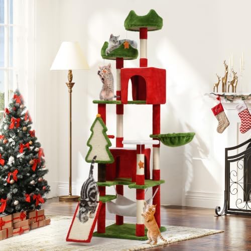 YITAHOME 75in Christmas Cat Tree Tower for Indoor Cats with Cat Condos by YITAHOME