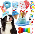 lilfrd 9Pcs Blue Dog Birthday Toy Set, Squeaky Hat Bandana Gift for Dogs by Lilfrd