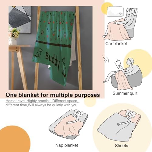 Personalized Puppy Name Blanket, Custom Dog Name Green Truck Blankets, Gift for Girls Personalized Puppy Name Lover, 50"x60" Soft Lightweight Plush Throw Blanket for Couch Bed Sofa Decoration - Image 6