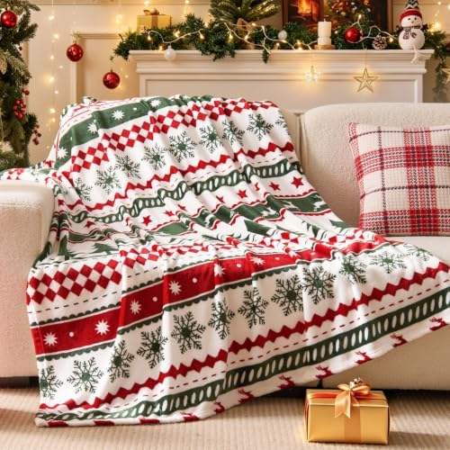BEDELITE Christmas Stripe Twin Blanket for Decor & Gift, Red Green, 60"x80" by BEDELITE