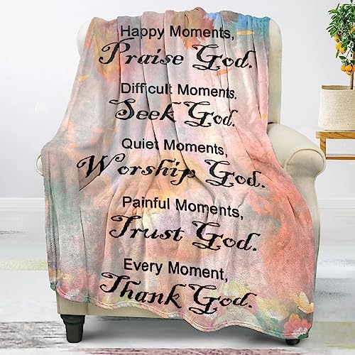 COMFAR Christian Multicolor Letter Print Throw Blanket, 50" x 60" by COMFAR