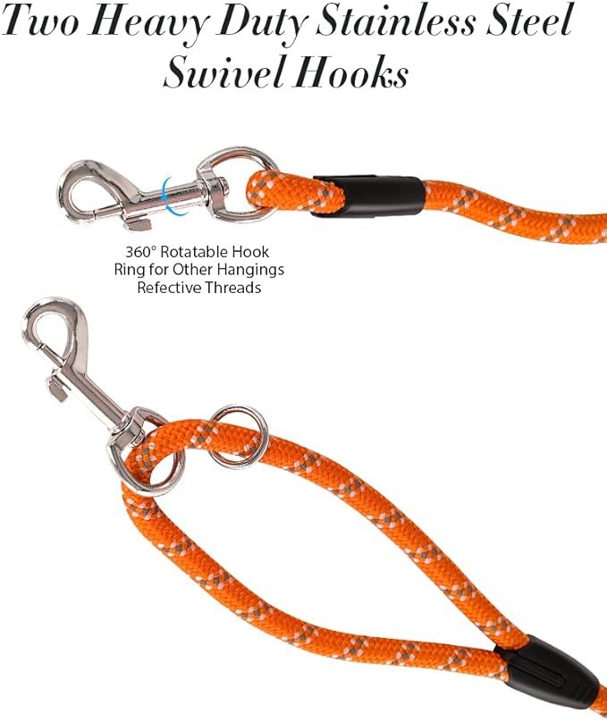 2 Pack Orange&Green 20FT Long Dog Leashes That Pull,Heavy Duty Dog Lead for Large Medium Small Dogs Outside Walking, Playing, Camping, or Yard