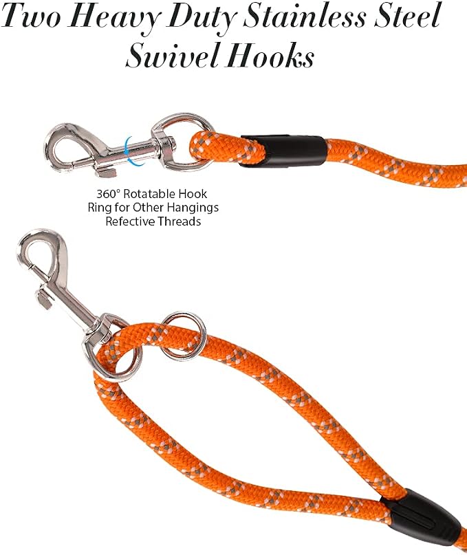 2 Pack Dog Leash for Dog Training 30FT Long, Dog Rope with Reflective Thread for Large Medium Small Dogs, Dog Tie-Out Cable Lead for Hunting, Camping&Backyard