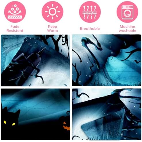 COMFAR Cute Halloween Blankets for Kids/Teens/Women/Men/Adults, Spooky Blanket for Boy/Girls/Toddler, Fall Throw Blanket for Couch 50"x 60" - Image 4