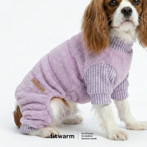 Fitwarm Spliced Dog Flecce Pajamas, Fuzzy Winter Clothes for Small Dogs Boy, Girl, Cozy Pet Coat, Purple, XXL - Image 3