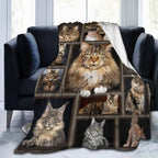 Cat Blanket for Girls Women Boys Men Adults Kids Soft Cozy Fleece Maine Coon Throw Blankets Gifts for Cat Lovers Warm Flannel Plush Stuff Lightweight Decorative for Couch Bed Sofa 80"X60" - Image 5