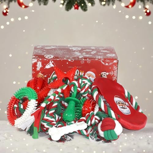 Christmas Dog Toys 15 Pack, Puppy Rubber & Rope Toys Set, Interactive Tough Box for Dog Playing, Training & Teething Bulk for Holiday Puppies' Presents - Image 5