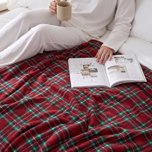 BEDELITE Christmas Tartan Fleece Throw Blanket for Couch & Bed, Red, 50x60 - Image 7