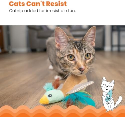 Catstages Flapperz Feathered Duck Catnip Kicker Crinkle Cat Toy, 7.5" - Image 5