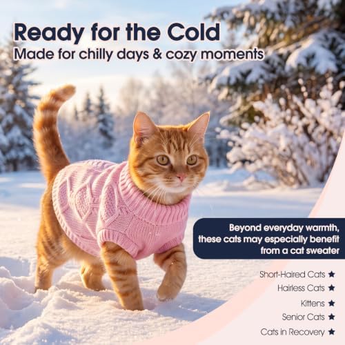 IECOii Cat Sweater for Cats, Warm Knit Kitten Clothes for Fall Winter, XS-L - Image 5