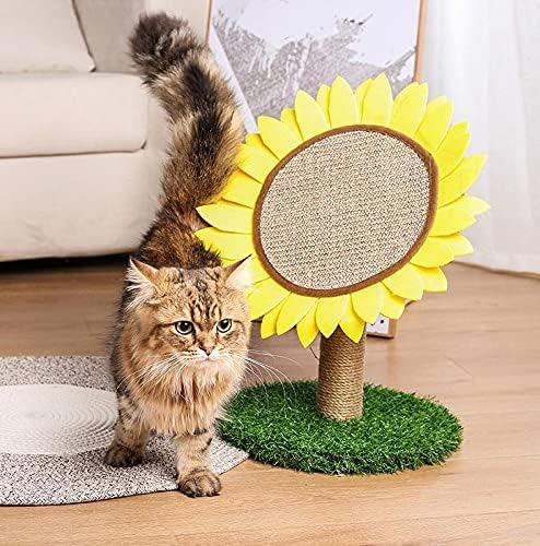 Sunflower Cat Scratching Post with Sisal Covered, Cat Claw Scratcher Pole for Kitten, Flower Cat Tree Furniture Scratch Post