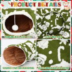 Cat Tunnel Christmas Tree Skirt 3 ft x 3 ft x 10 Inch Cat Bed Donut Cave Indoor Fluffy Circular with Mat and Ball Playground Toys for Festive Kitten Puppy Ferret Rabbit(Green,Elk) - Image 3