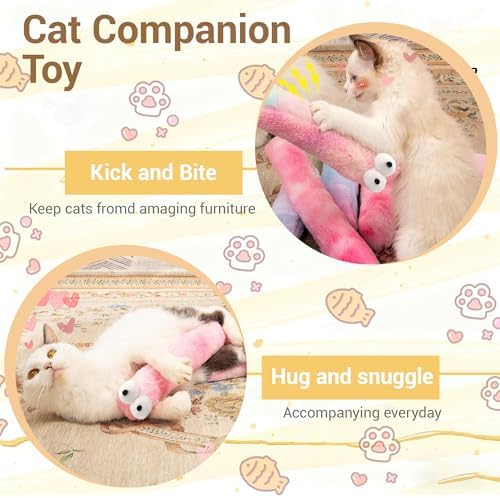 Cat Toys Pillows 3 Pack, Large 13” Cat Kicker Toys with Catnip Inside, Durable Interactive Cat Toys for Indoor Cats, Soft Kick Sticks for Exercise & Play - Image 4
