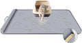 Cat Litter Mat for Litter Box 42" x 28", Large Silicone Mat, Light Grey | Waterproof Litter Trapping Mat with Residue Collection Pocket, Raised Edge, Non-Slip Pet Placemat for Floors