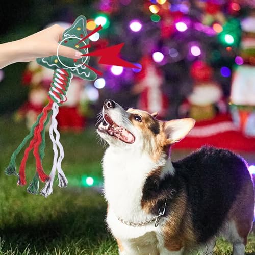 SCENEREAL Christmas Dog Rope Toys, 4pcs Doggy Chew Toys with Stocking for Teething Cleaning, Squeaky Plush Puppy Toy, Interactive Dog Stocking Stuffers, Xmas Gifts for Small Medium Large Dogs - Image 5