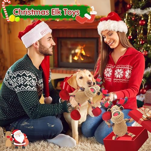 Christmas Plush Squeaky Dog Toy With Crinkle Paper, Cute Puppy Toys With Cotton, Durable Interactive Chew Toys for Small Medium Large Breed - Image 7