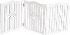 Pet Gate, Wooden Free Standing Dog Gate for Small Dogs and Cats. Great Folding Fence for Doorways, Halls, Stairs. White
