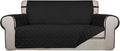 PureFit Reversible Quilted Couch Covers for Dogs Loveseat Sofa Cover 54" | Black/Black, Water Resistant Couch Protector, Washable Pet Couch Cover with Non Slip and Elastic Straps For Kids