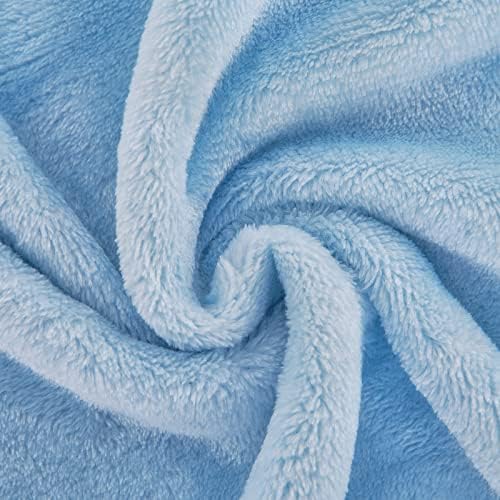 Light Blue Fleece Plush Throw Blanket 50"x70"for Couch Fuzzy Cozy Flannel - Image 3