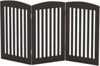 PAWLAND Wooden Freestanding Foldable Pet Gate for Dogs, 24 inch 3 Panels Step Over Fence, Dog Gate for The House, Doorway, Stairs, Extra Wide (Espresso, 24" Height-3 Panels)