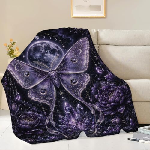 Luna Moth Blanket, Mystical Moth Throw Gift for Girls Women 50"X40" - Image 3
