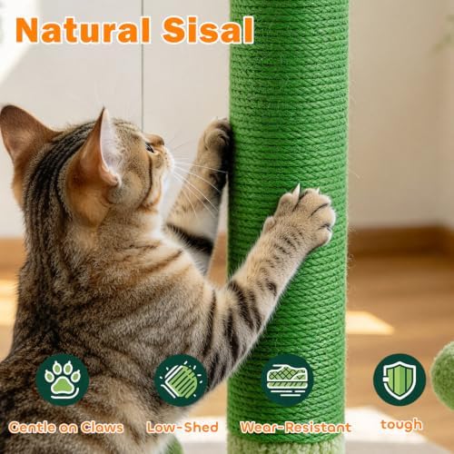 40" Cat Scratching Post,Natural Sisal Rope Cat Scratcher Tree - Image 5