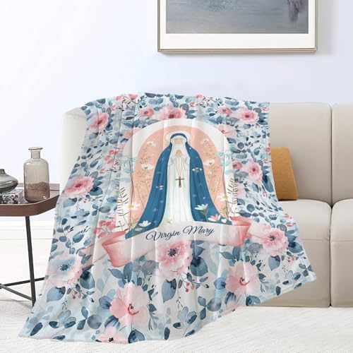Virgin Mary Throw Blanket Christian Religious Scripture Catholic Spiritual Stuff Gifts for Adults Women Soft Cozy Warm Plush Fluffy Fuzzy Fleece Blanket Decor 40''X50'' - Image 6