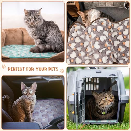 Tatuo 4 Pcs Fleece Dog Blanket for Puppy Cat, Pastel, 24 x 16 in, Heart - Image 4