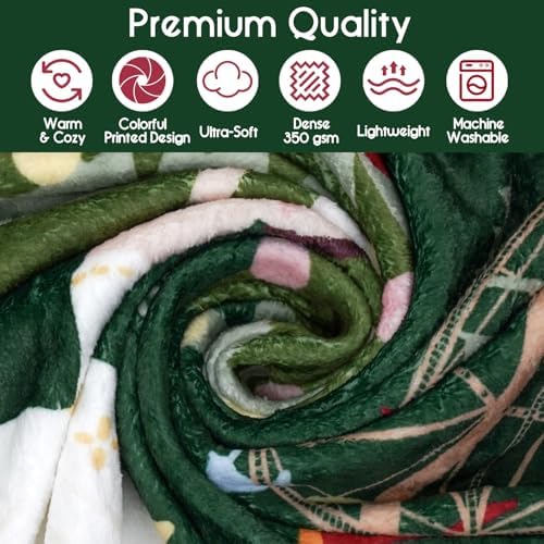 Christmas Throw Blanket for Couch 60x50,Green Winter Holiday Festival Cute Xmas Nutcracker Christmas Tree Blankets for Woman,Soft Flannel Fleece Blankets for Home Living Room Bed Chair Decor - Image 5