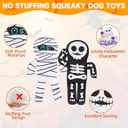 PAWCHIE Halloween Squeaky Dog Toys 2 Pcs for Small Medium Dogs,No Stuffing Crinkle Puppy Toy,Soft Pet Plush Teething Toys Mess-Free Interactive Chew Toy for Boredom Ideal, Skeleton & Mummy - Image 3