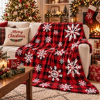 Hunnmingre Christmas Flannel Throw Blanket 50x60 In,Red Black Buffalo Plaid - Image 3