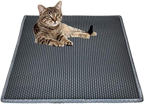 Bulkniu Cat Litter Mat, 24"x30", Waterproof, Durable & Easy to Clean, Grey | Urine-Proof, Non-Slip, Premium Durable EVA, Soft on Paws, Double-Layer Honeycomb Traps Litter, Odor-Free & Safe