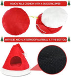 NIBESSER Cat Bed Christmas Hat Cat Tent House Self-Warming 2 in 1 Removable Comfortable Triangle Pet Teepee Xmas Dog Cave in Winter (Red) - Image 5