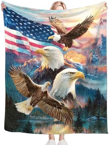Bald Eagle Blanket for Boys Men Girls Women Soft Cozy Fleece American Flag Eagles Throw Blankets Gifts Warm Flannel Plush Lightweight Patriotic Decor for Couch Bed Sofa 50"X40" - Image 6