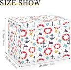 Bolaz Storage Bins with Lids and Handles,Flag Coral Starfish Anchor Life Buoy Pattern Storage Box Basket with Cover Collapsible Organizer Containers for Home Closet, Shelves - Image 3