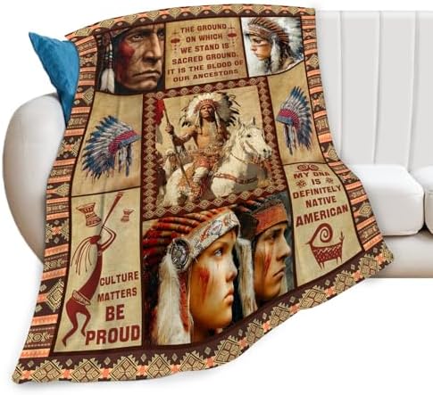 Native American Throw Blanket Indian Southwest Native American Cacique Stuff Gifts for Adults Women Men Soft Cozy Warm Plush Fluffy Fuzzy Fleece Blanket Decor 50''X60'' - Image 7