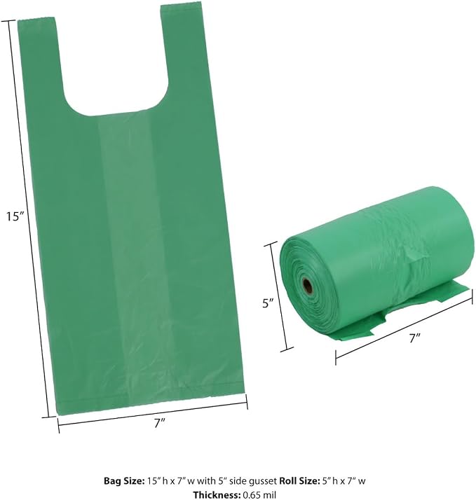 Zero Waste USA - Jumbo Tie-Handle Pet Waste Bags, 2,400 Count, 8 Rolls | Extra durable tie-handle dog waste bags, jumbo rolls fit Poopy-style dispensers, 5" gusset, 7" x 15" large leak-proof bags