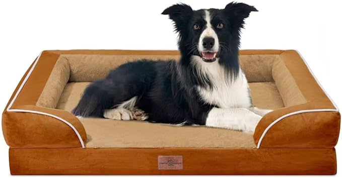 Comfort Expression Orthopedic Dog Beds for Large Sized Dog with Bolster | Waterproof Dog Couch Bed with Washable Cover & Non-Slip Bottom, Supportive Egg Crate Foam Large Pet Bed, 36x27 Inch
