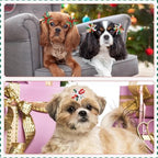 150 Pcs Christmas Dog Hair Bows Puppy Hair Bows Flower with Rubber Bands Bulk Curly Dog Accessories for Xmas Grooming Pet Favor Gift - Image 6