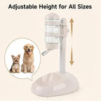 Pet Standing Water Dispenser Feeder, 500ml Dog Water Feeder Bottle Adjustable Raised Pet Food Bowl for Dogs Detachable Bottles Easy Cleaning (Beige)