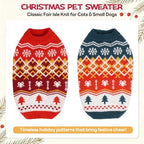 DENTRUN Winter Cat Knit Sweater, Red-Green Warm Clothes for Kitten Outfit - Image 2