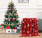 Elegant Comfort Luxury Velvet Super Soft Christmas Prints Fleece Blanket-Holiday Theme Home Décor Fuzzy Warm and Cozy Throws for Winter Bedding, Couch and Gift, 50 x 60 inch, Burgundy Reindeer - Image 2