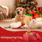 Christmas Squeaky Dog Toys, Stuffed Large Dog Toys to Keep Them Busy, Interactive Plush Chew Toys with Crinkle Paper, Tough Pet Animal Toys for Small Medium Large (Red D) - Image 7