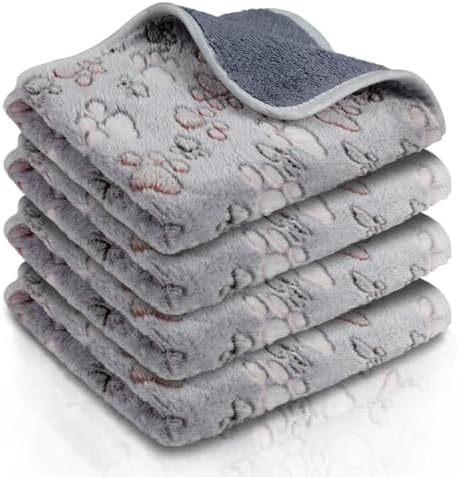 Reginary 4 Pcs Guinea Pig Fleece Cage Liners, Adorable Paw, 12 x 12 Inch by Reginary