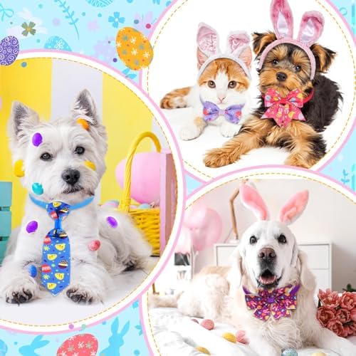 Talltalk 120 Pcs Easter Spring Dog Bow Tie Collar Set Adjustable Pet Grooming Holiday Accessories Decoration for Dog Cat - Image 3