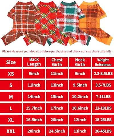 PET SHOW 4 Pack Plaid Fleece Dog Pajamas Warm for Extra Large Dogs - Image 3