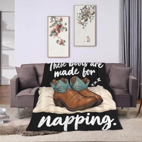 Sleepy Cowboy Boots Blanket Throw Gift for Girls Women 50"X40" - Image 3