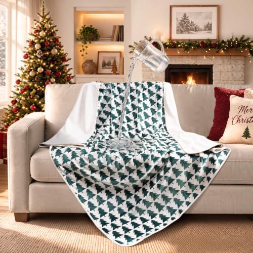 LOOBANI Waterproof Blanket, Christmas Throw Blanket, 50"x60", Xmas Green by LOOBANI